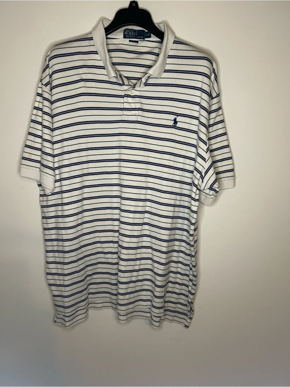 Polo by Ralph Lauren White Polo with Navy Stripes
